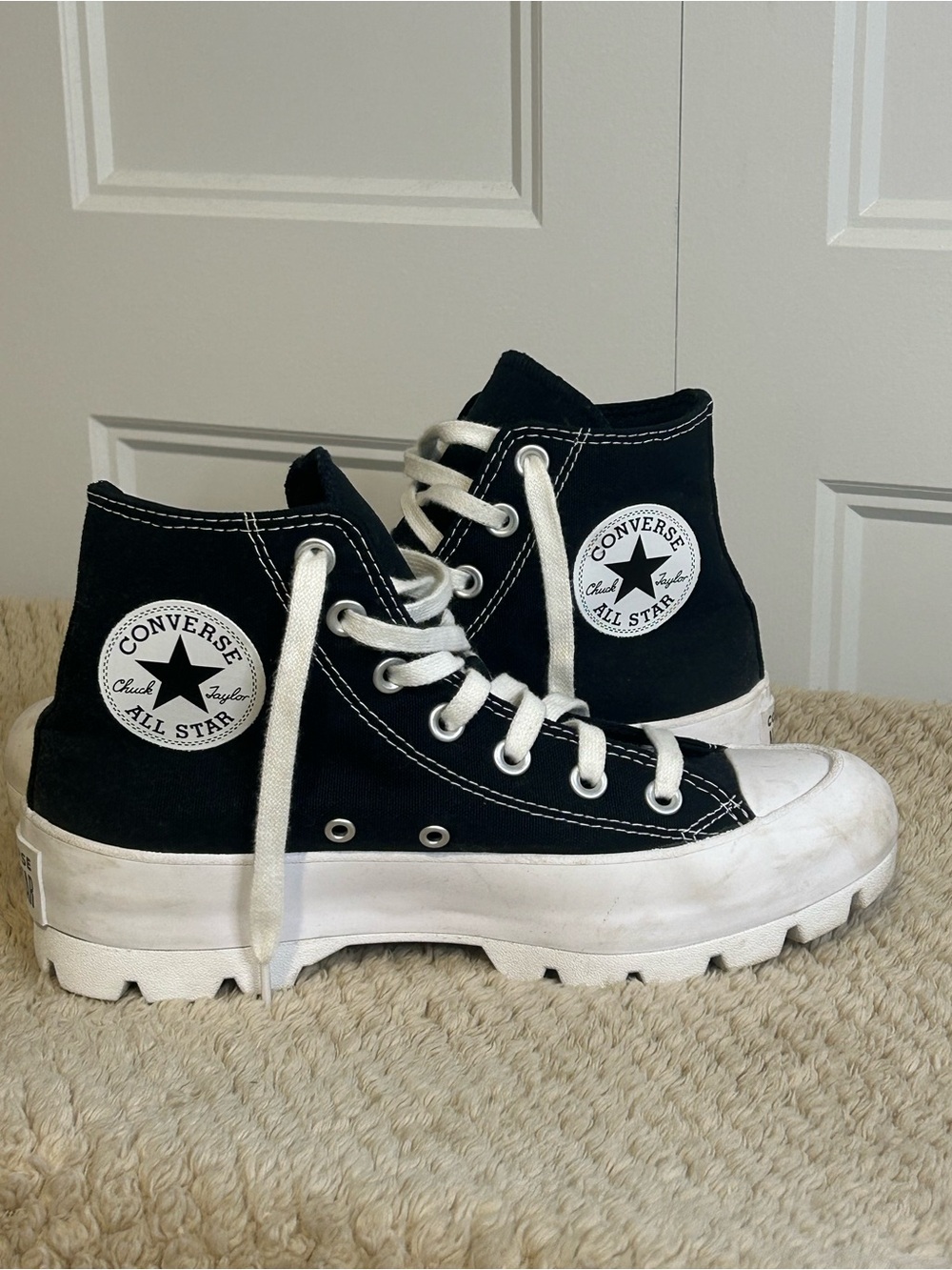 Converse Black and White High-Top Platform Sneakers